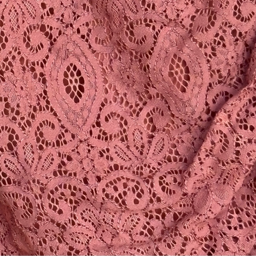 Bardot Women’s Isla Dusty Rose Lace Wrap Ruched Long Sleeve Mini Dress 6 - Picture 3 of 8